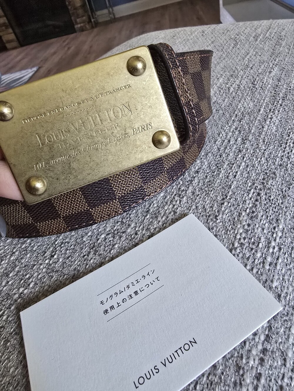 Authentic Louis Vuitton Ebene Damier Belt